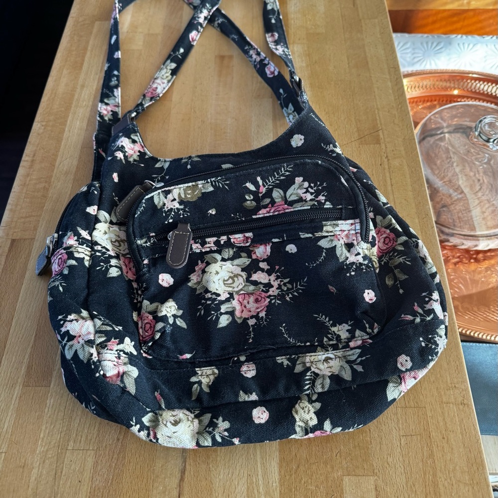 Floral Black Shoulder Bag